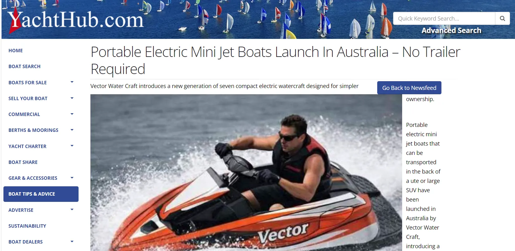 Vector Water Craft Mini Jet Boats featured on YachtHub Australia