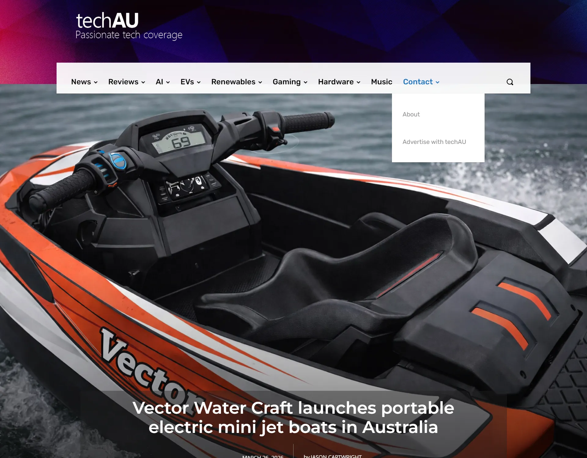 Vector Water Craft portable electric mini jet boats featured on TechAU